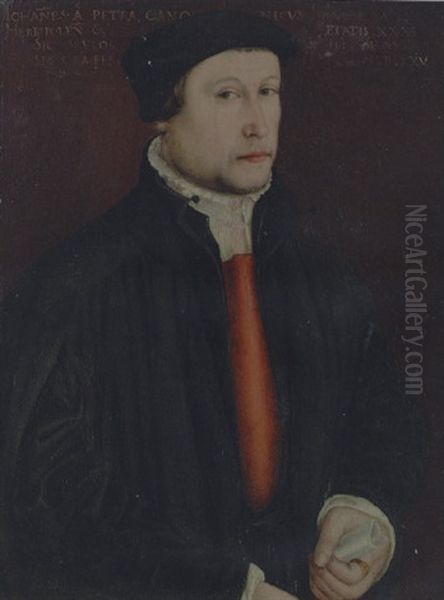 Portrait Of The Botanist Johannes Von Stein In A Black Coat, A Scroll In His Left Hand Oil Painting by Hans Holbein the Elder