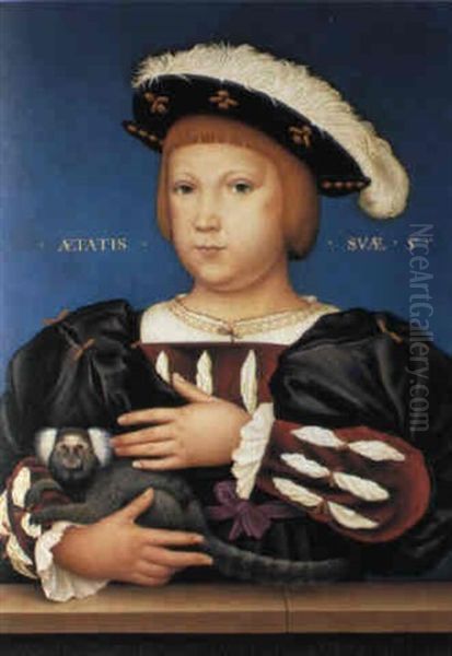 Edward, Prince Of Wales, With Monkey Oil Painting by Hans Holbein the Elder