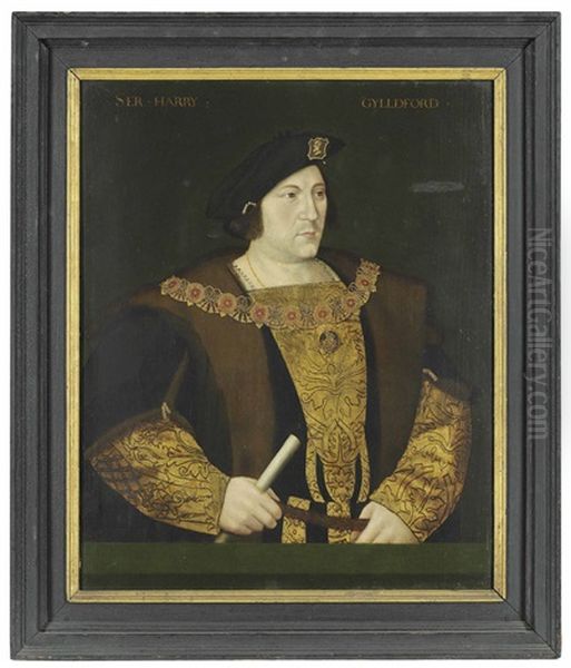 Portrait Of Sir Henry Guilford, Half-length, In A Gold Embroidered Doublet, Wearing The Collar Of The Order Of The Garter Oil Painting by Hans Holbein the Younger