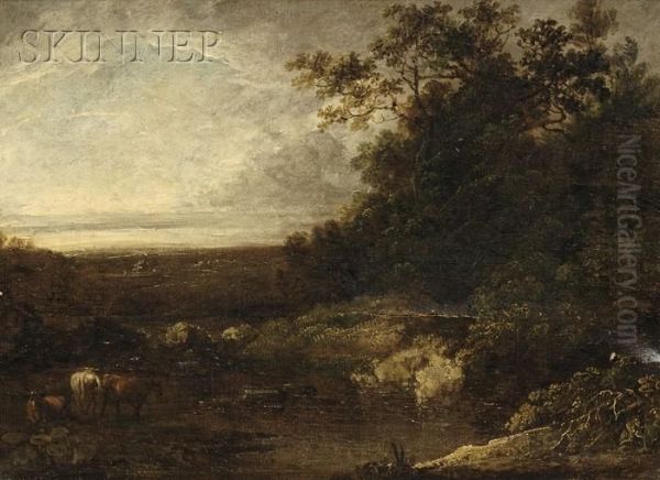 Cattle In A Mountainous Landscape Oil Painting by Benjamin Barker Of Bath