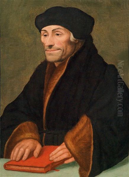 Bildnis Des Erasmus Von Rotterdam Mit Einem Buch Oil Painting by Hans Holbein the Younger