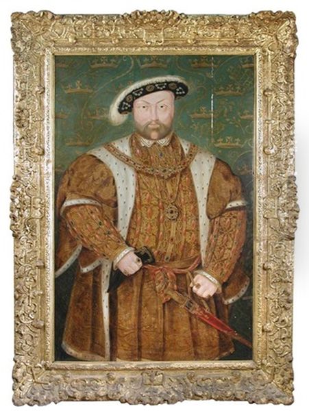 Portrait Of Henry Viii, Wearing Emeralds, Rubies, Sapphires, Ermine And Cloth Of Gold Oil Painting by Hans Holbein the Younger