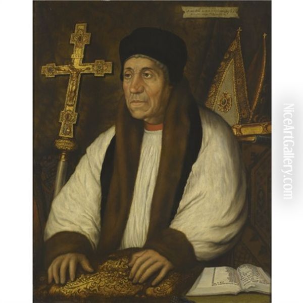 Portrait Of William Warham, Archbishop Of Canterbury (1450 - 1532) Oil Painting by Hans Holbein the Younger