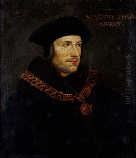 Portrait Of Sir Thomas More Wearing The Collar Of Esses As Lord Chancellor Oil Painting by Hans Holbein the Younger