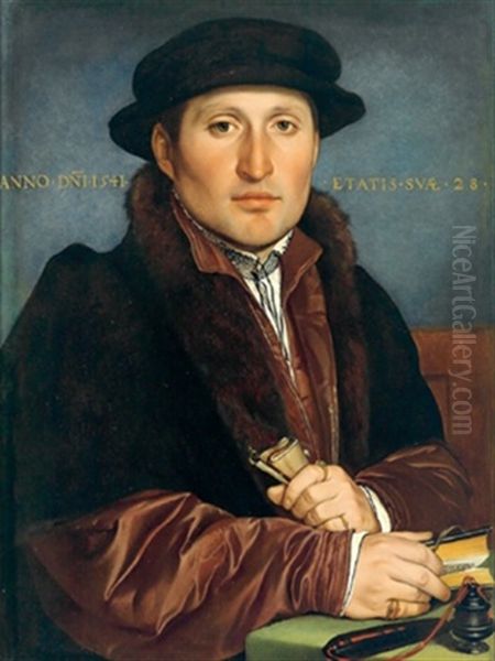 Bildnis Eines Jungen Kaufmanns (der Nurnberger Patrizier Hans Von Muffel?) Oil Painting by Hans Holbein the Younger