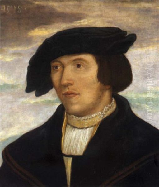 Bildnis Eines Herrn Mit Schwarzem Barett Oil Painting by Hans Holbein the Younger