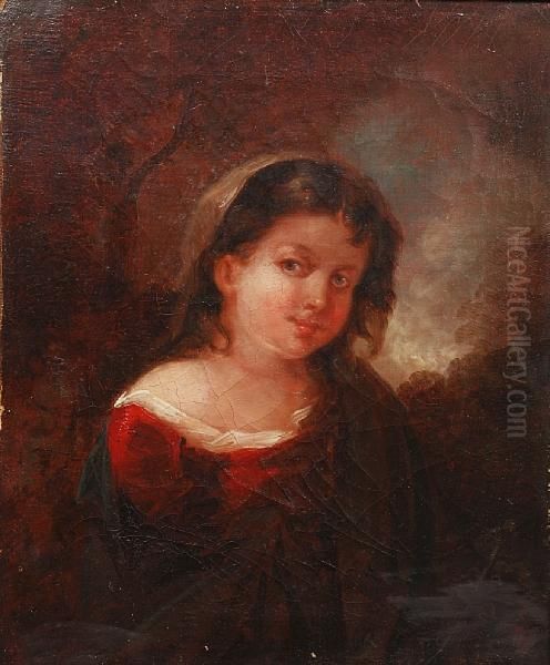 Portrait Of A Young Girl In Woodland Oil Painting by John Joseph Barker Of Bath