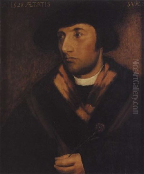 Portrait De Jeune Homme Tenant Un Oeillet Oil Painting by Hans Holbein the Younger