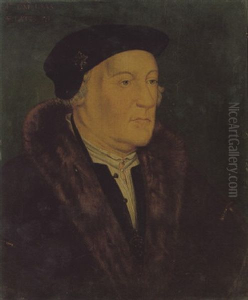 Portrait Of George Nevill, Third Baron Of Bergavenny Wearing A Black Cloak Trimmed With Fur, And The Order Of The Garter Oil Painting by Hans Holbein the Younger