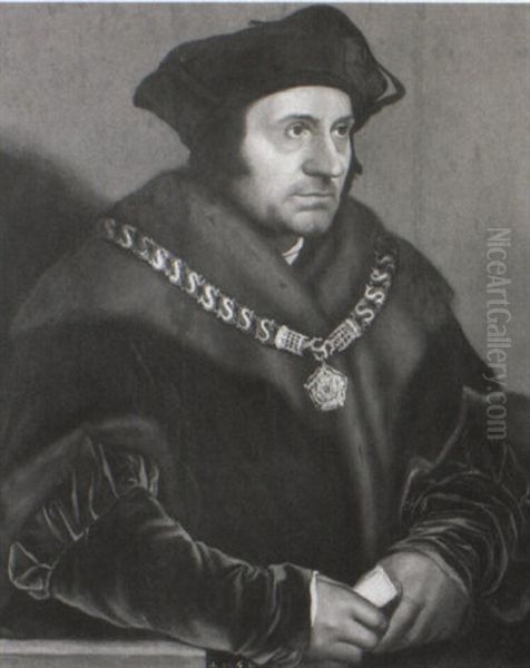 Portrait Of Sir Thomas More Wearing The Robes And Chains Of Office Oil Painting by Hans Holbein the Younger