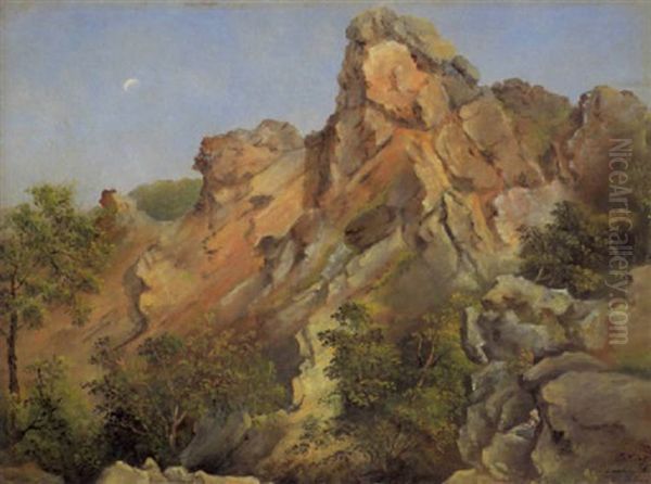 Gebirgslandschaft Bei Modling Unweit Wien Oil Painting by Therese Holbein