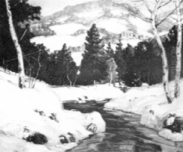 Winter Stream Oil Painting by Richard A. Holberg