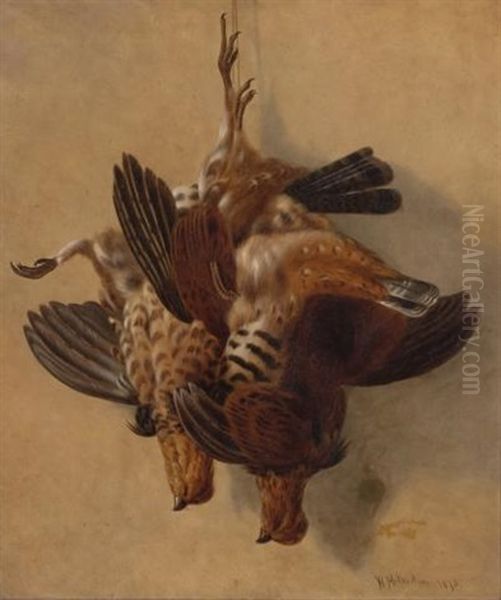 Suspended Grouse Oil Painting by Wakeman Holberton