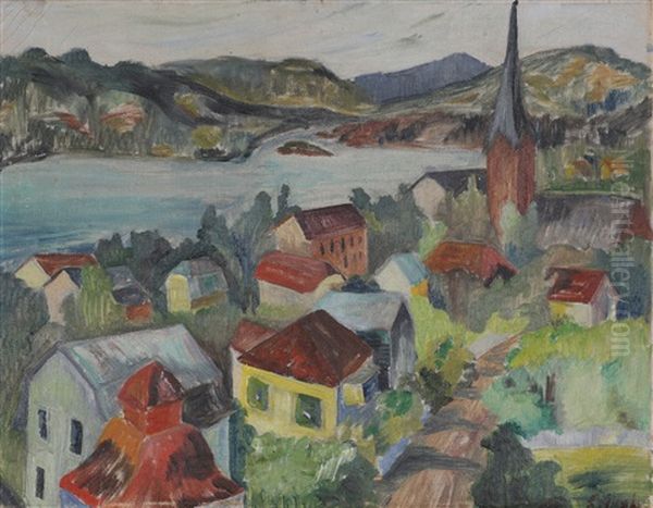 Utsiktsbakken, Lillehammer Oil Painting by Kristen Holbo