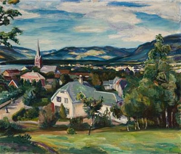 Utsikt Over Lillehammer Oil Painting by Kristen Holbo