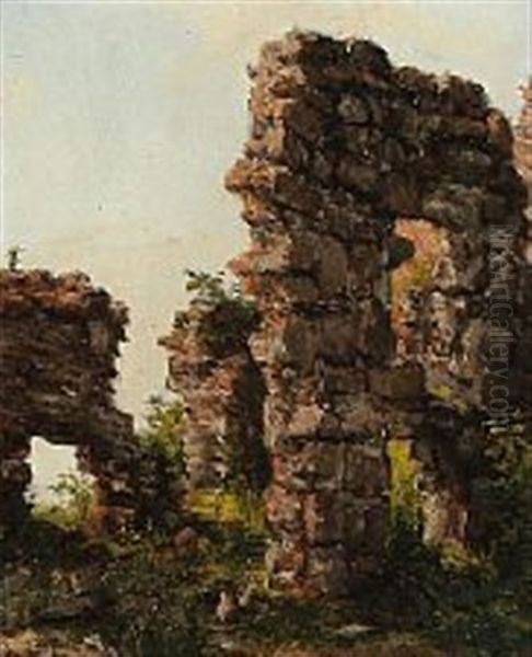 View With Ruins Oil Painting by Jacob Julius Holck