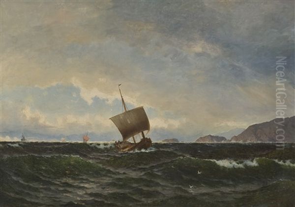 Sognejekt Pa Fremfjorden Oil Painting by Jacob Julius Holck