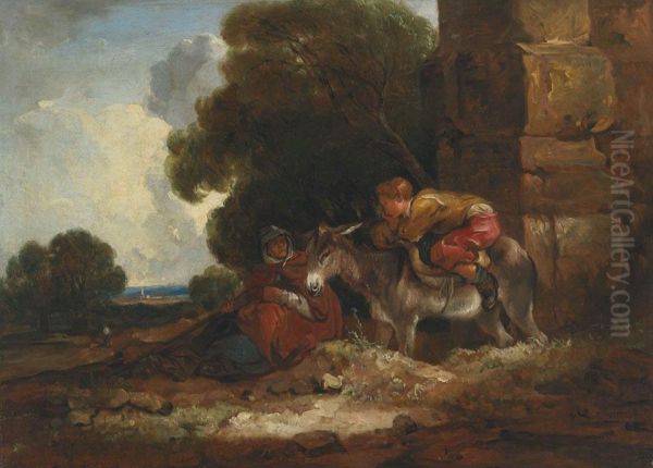 Weary Travelers Time To Rest Oil Painting by Thomas Barker of Bath