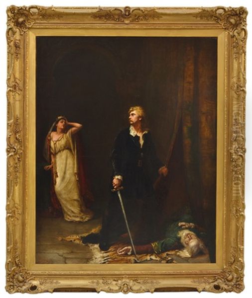 Hamlet Before The Body Of Polonius Oil Painting by Albert William Holden