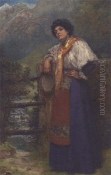 The Tambourine Girl Oil Painting by Albert William Holden