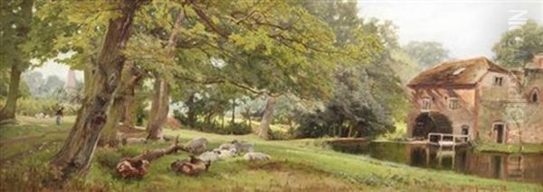 Netley Mill, Shere, Surrey Oil Painting by Edward Henry Holder