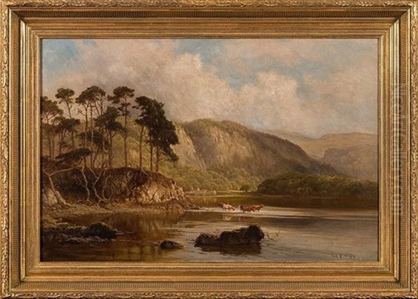 Cattle Watering, Friars Crag, Derwentwater Oil Painting by Edward Henry Holder