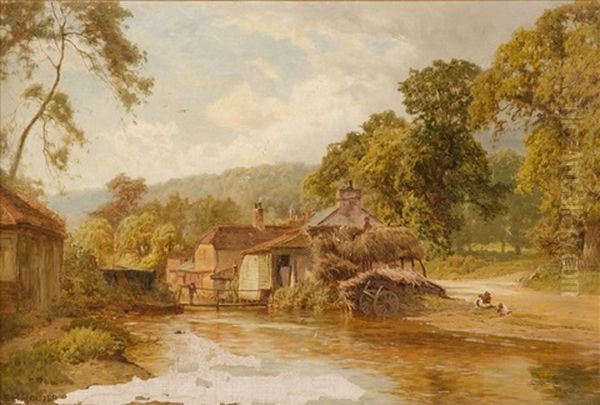 A Surrey Farm Oil Painting by Edward Henry Holder