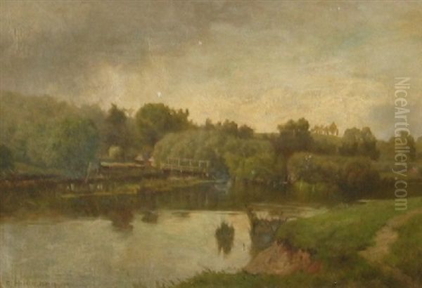 The Thames, Summer Shower Oil Painting by Edward Henry Holder