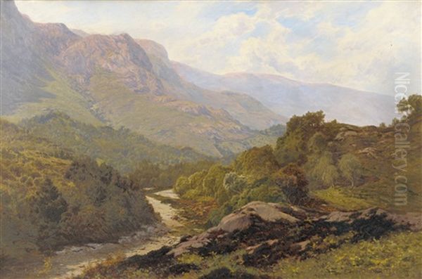 Lakeland Landscape With Trees Beside A River Oil Painting by Edward Henry Holder