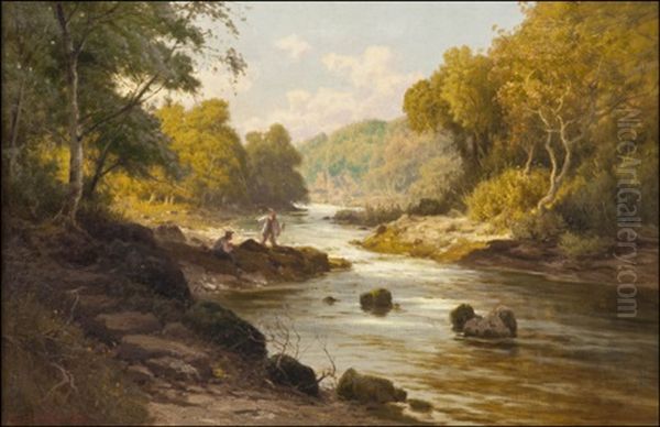 A Beautiful Fishing Day Oil Painting by Edward Henry Holder