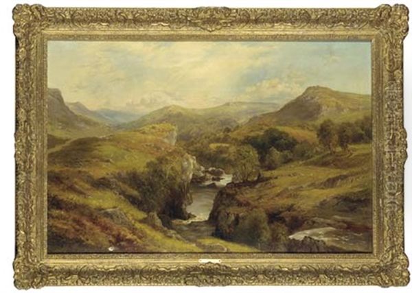 A River Landscape Oil Painting by Edward Henry Holder