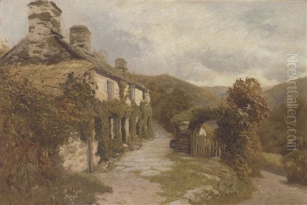 Cottage In A Country Landscape Oil Painting by Edward Henry Holder