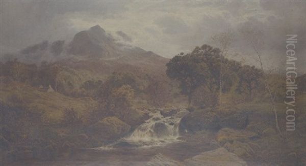 A Highland River Landscape Oil Painting by Edward Henry Holder