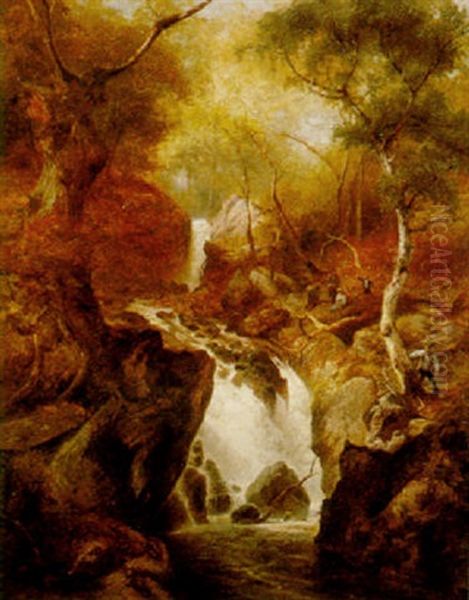 The Waterfall Oil Painting by Edward Henry Holder