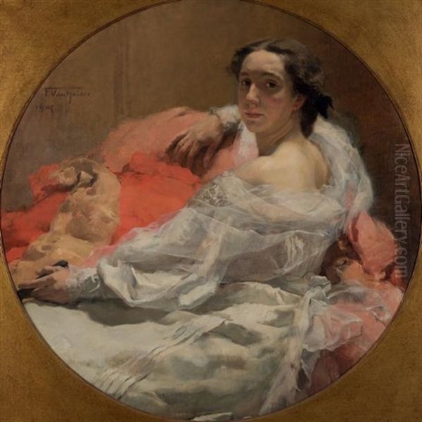 Dame Au Sofa Oil Painting by Franz van Holder