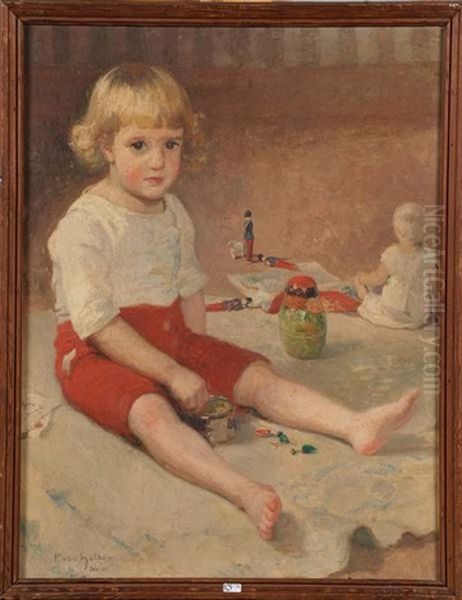 Portrait D'un Enfant Entoure De Ses Jouets Oil Painting by Franz van Holder