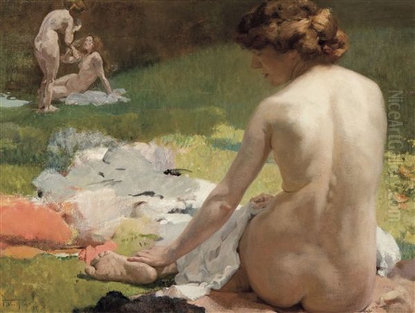 Baigneuses Oil Painting by Franz van Holder