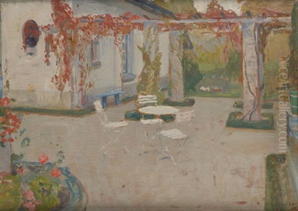 La Terrasse Ensoleillee Oil Painting by Franz van Holder