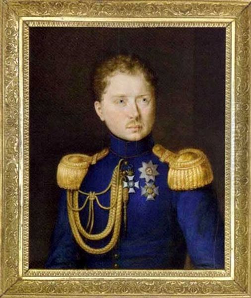 William I, King Of Wurttemberg, In Blue Coat With Gold Epaulettes And Aiguillettes From The Right Shoulder, Wearing The Badge Of The Order Of Military Merit Of Wurttemberg ... by Johann Michael Holder