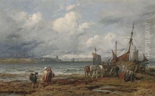 Loch Fyne, Herring Boats At Ardrosson Oil Painting by Henry James Holding