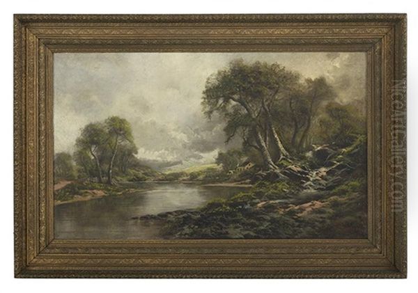 Landscape With A Homestead By A Pond Oil Painting by Ransom Gillet Holdredge