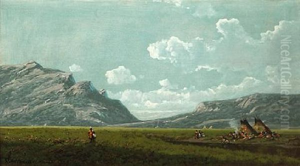 Indian Encampment Oil Painting by Ransom Gillet Holdredge