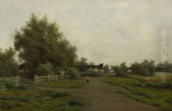 A Landscape With A Figure On A Path Oil Painting by Ransom Gillet Holdredge