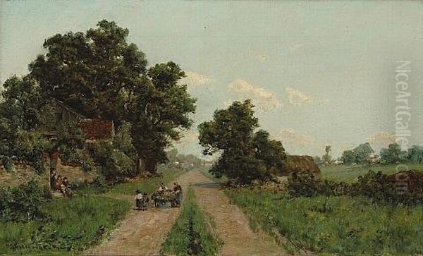 A Country Road In France Oil Painting by Ransom Gillet Holdredge