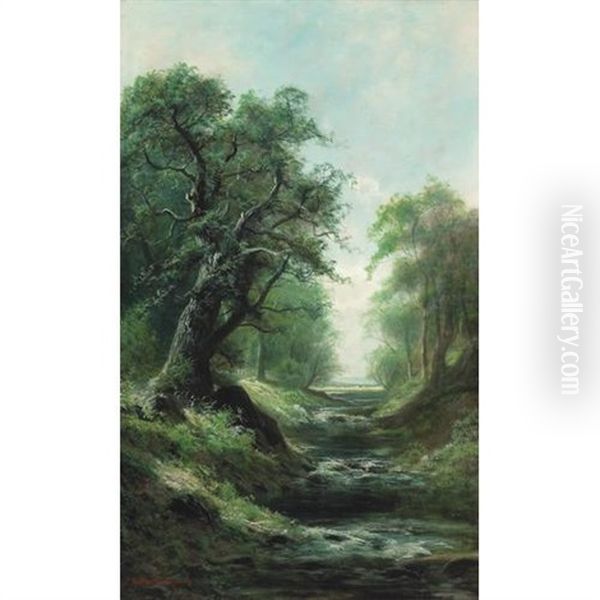 Along The Creek Oil Painting by Ransom Gillet Holdredge