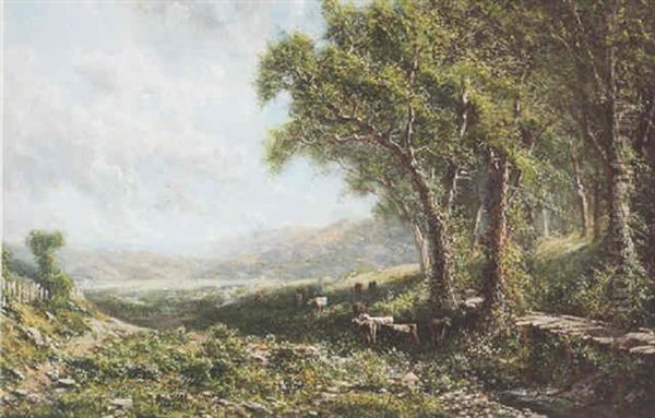 View To A Valley With Cattle Oil Painting by Ransom Gillet Holdredge