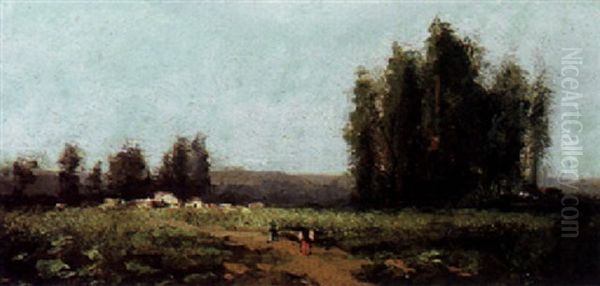 Landscape With Figures And A House Oil Painting by Ransom Gillet Holdredge