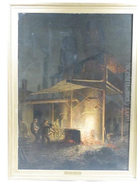 Lime-burning Oil Painting by William Brassey Hole