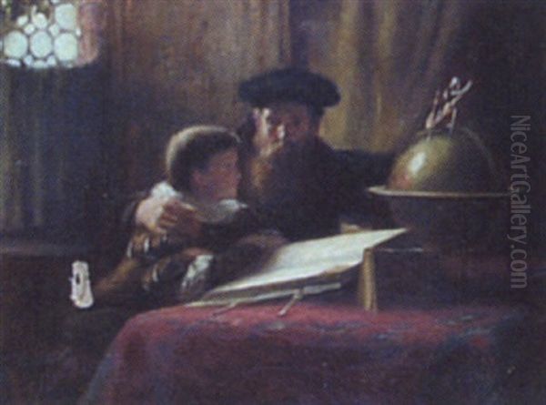 A Lesson In Astronomy Oil Painting by William Brassey Hole