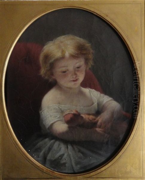 Enfant A La Poupee Oil Painting by Hippolyte Dominique Holfeld